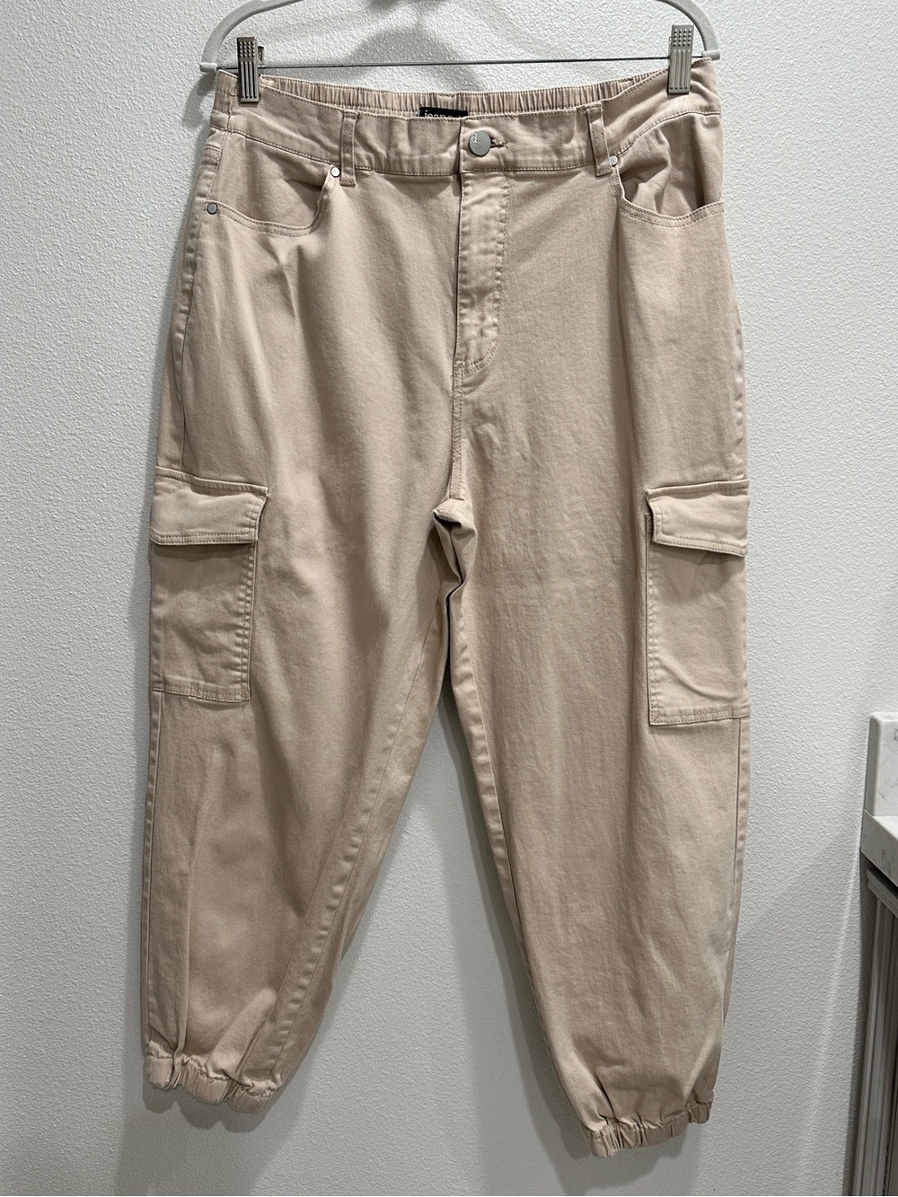 d. jeans Beige Cargo Joggers with Elastic Cuffs